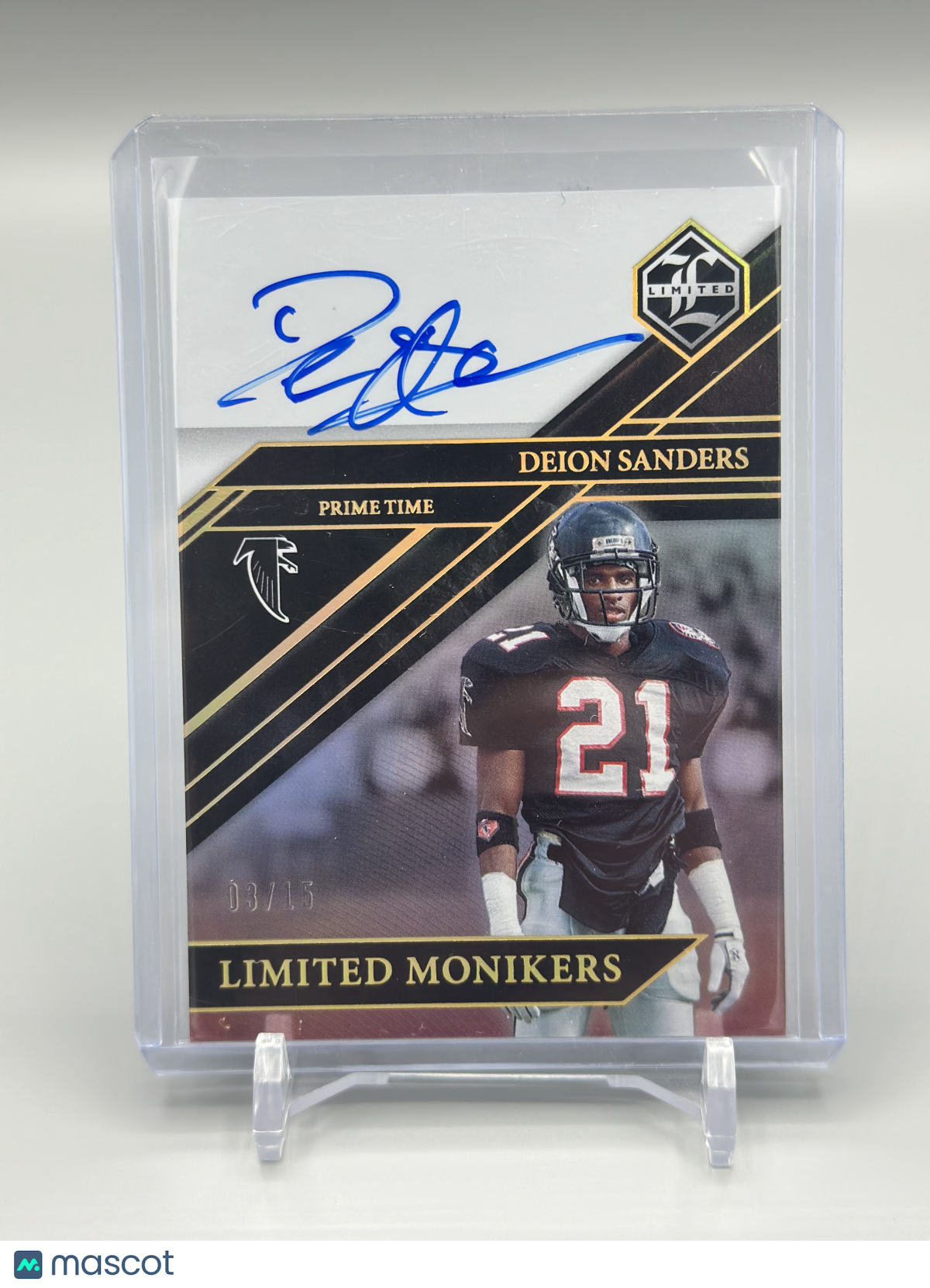 Deion Sanders 2022 Panini Limited Limited Monikers Gold Spotlight /15 #MON-DSA