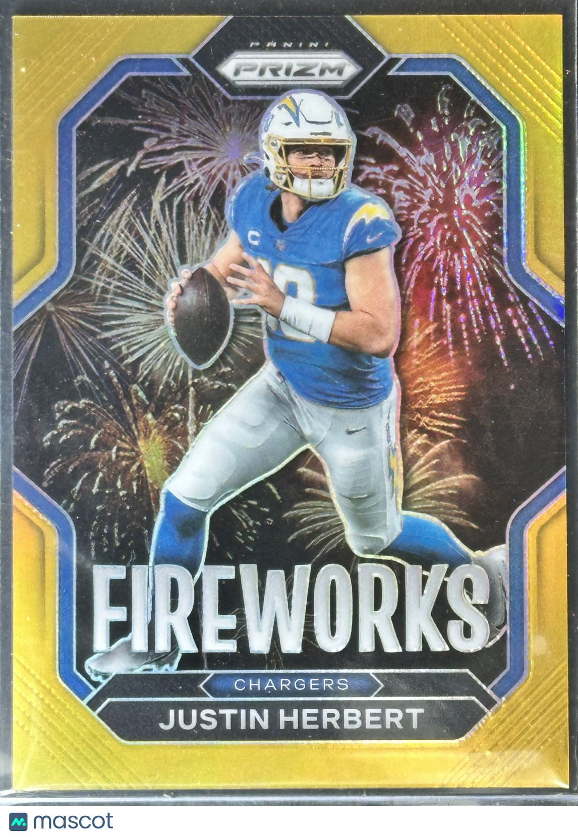 2022 Panini Prizm Justin Herbert Fireworks Gold /10 #F-4