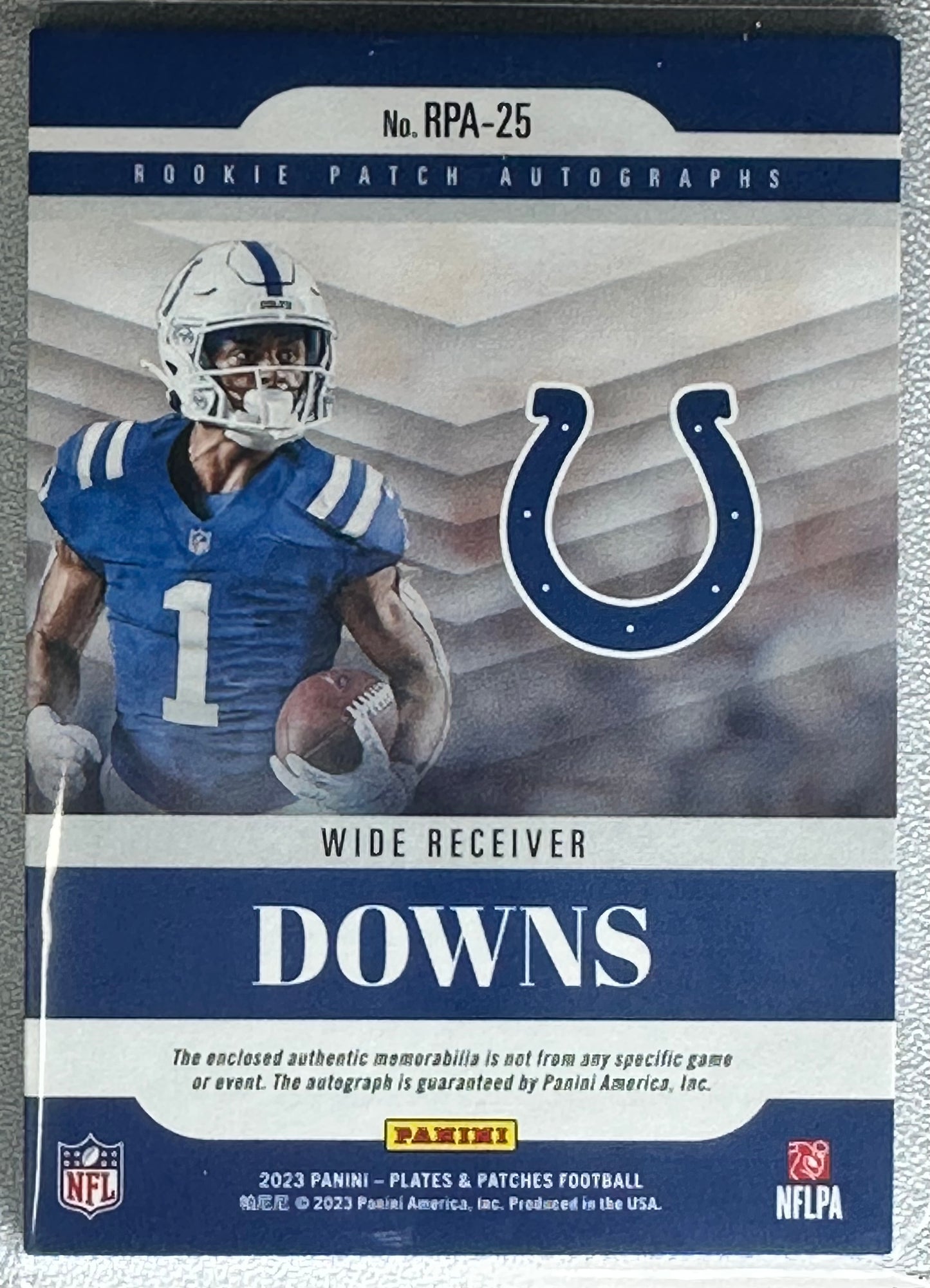 Josh Downs 2023 Panini Plates & Patches RPA Blue /50 #RPA-25 RC