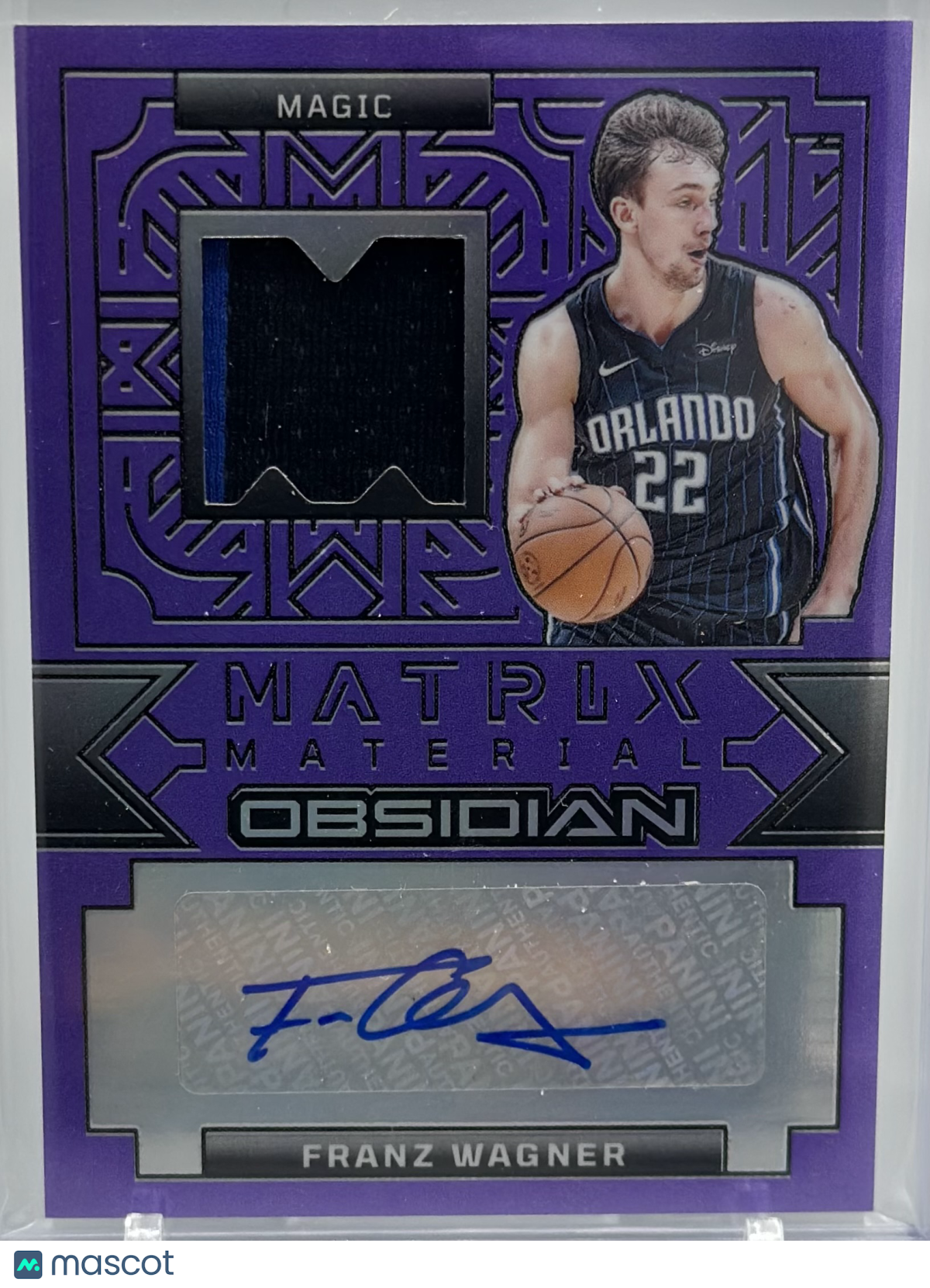 Franz Wagner 2023 Panini Obsidian Matrix Material Auto Purple Flood /30 #MM-WAG