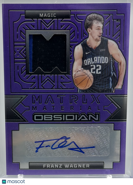 Franz Wagner 2023 Panini Obsidian Matrix Material Auto Purple Flood /30 #MM-WAG