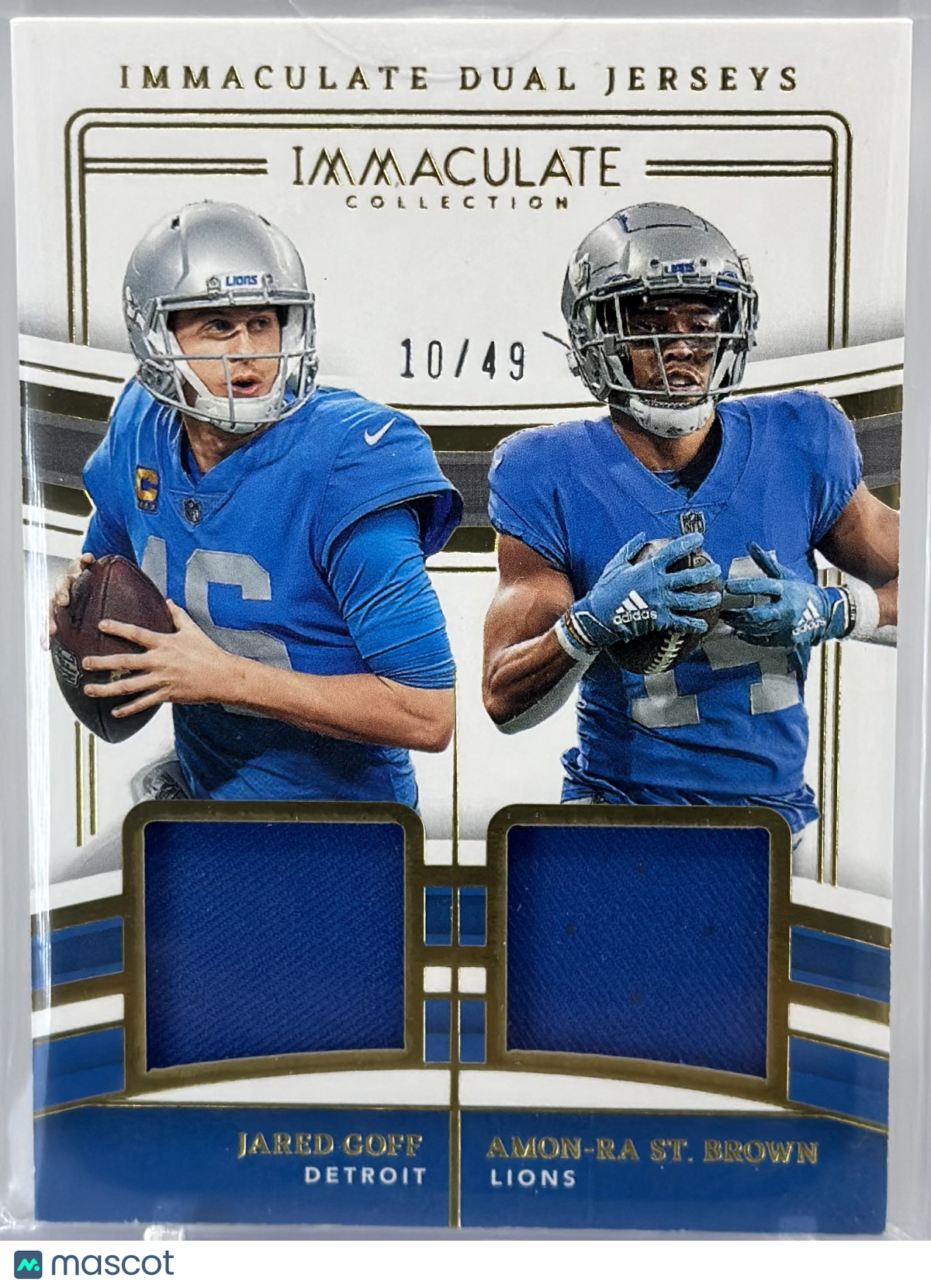 Amon-Ra St. Brown Jared Goff 2023 Immaculate Dual Jerseys /49 #IDJ-DET