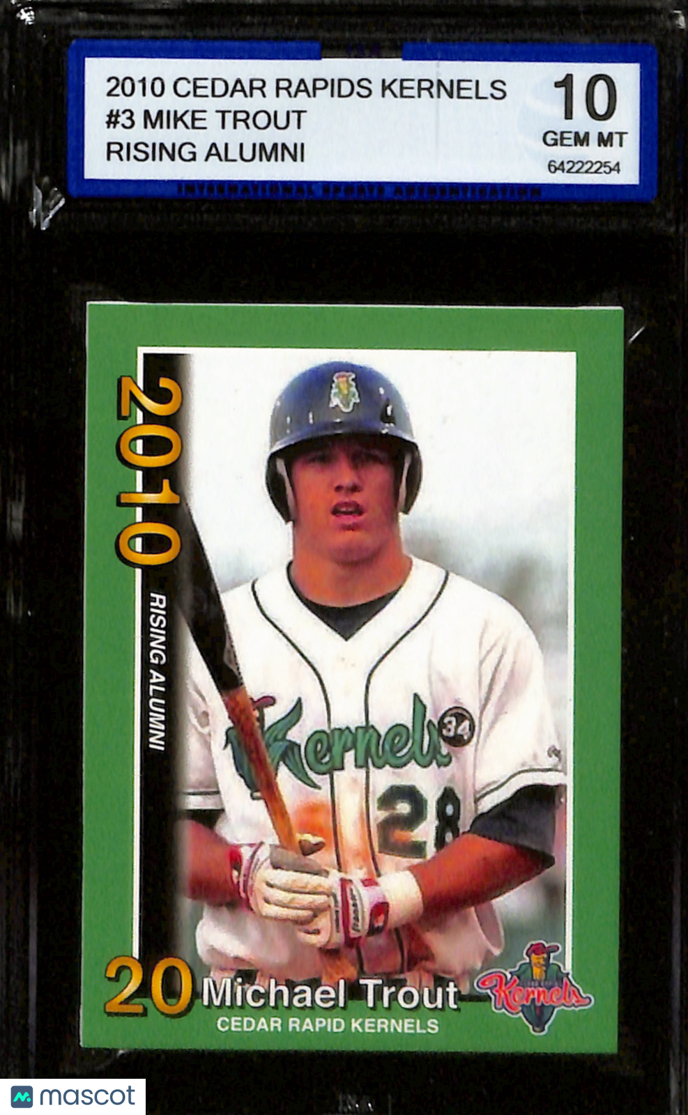 2010-11 Milb Cedar Rapids Kernels Mike Trout Rising Alumni #3 ISA 10