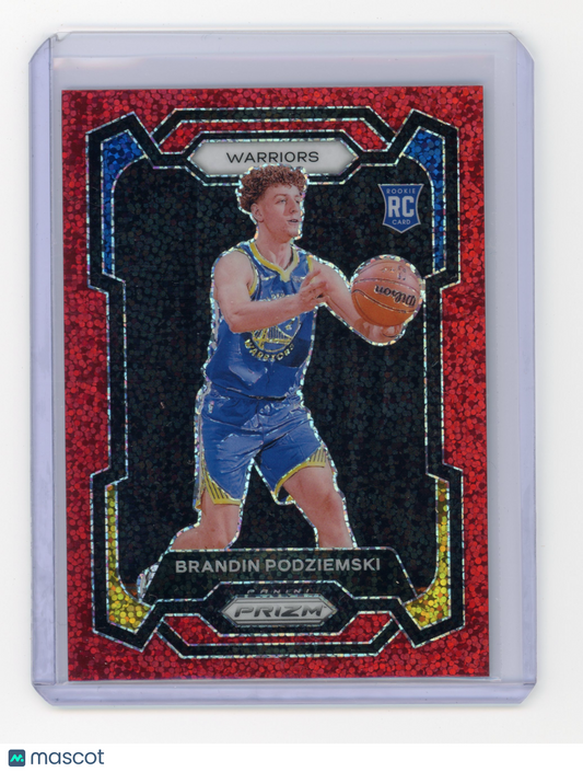 2023 Panini Prizm Brandin Podziemski Red Sparkle RC #147