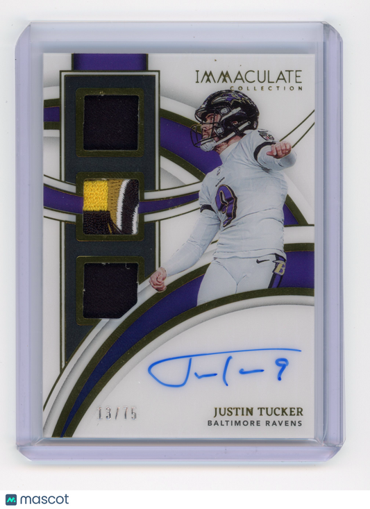 2022 Panini Immaculate Justin Tucker Players Collection Auto 13/75 #IPC-JTU