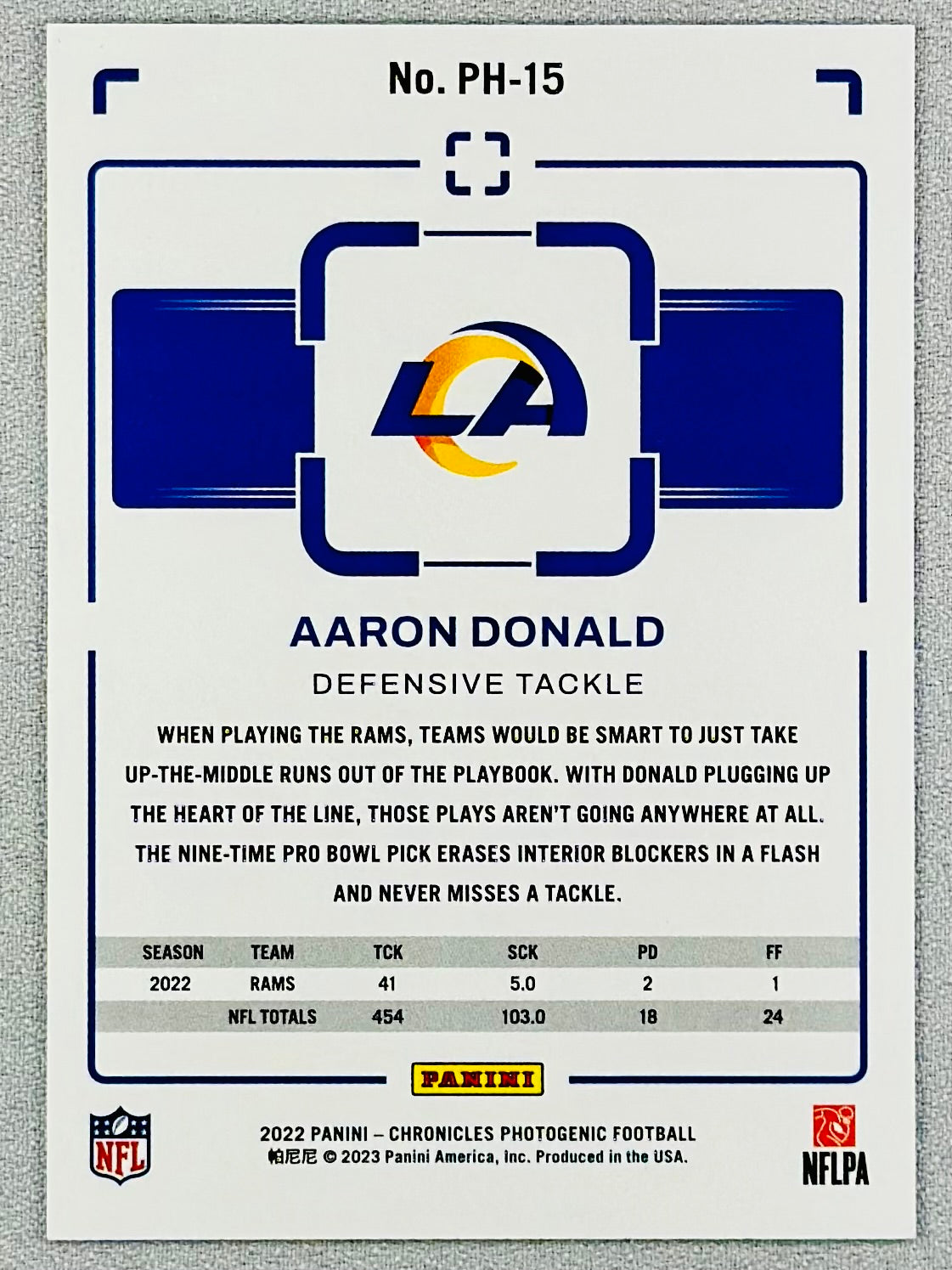 2022 Panini Chronicles Aaron Donald Photogenic Black /25 #PH-15