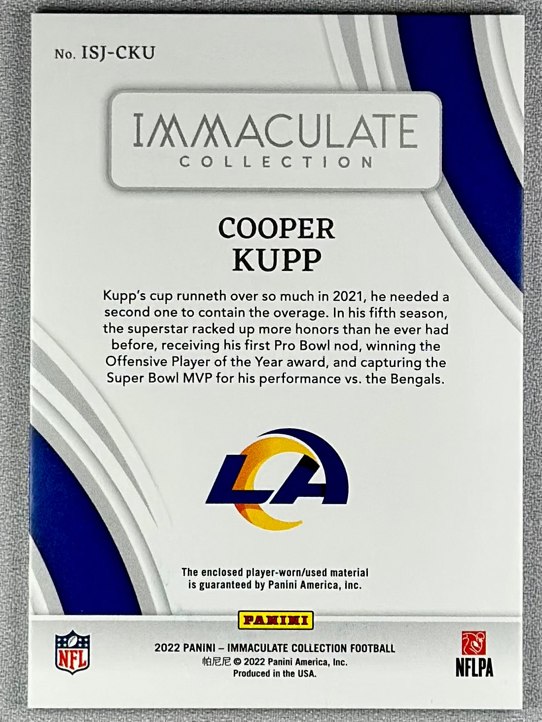 2022 Immaculate Collection Cooper Kupp Standard Jersey /49 #ISJ-CKU