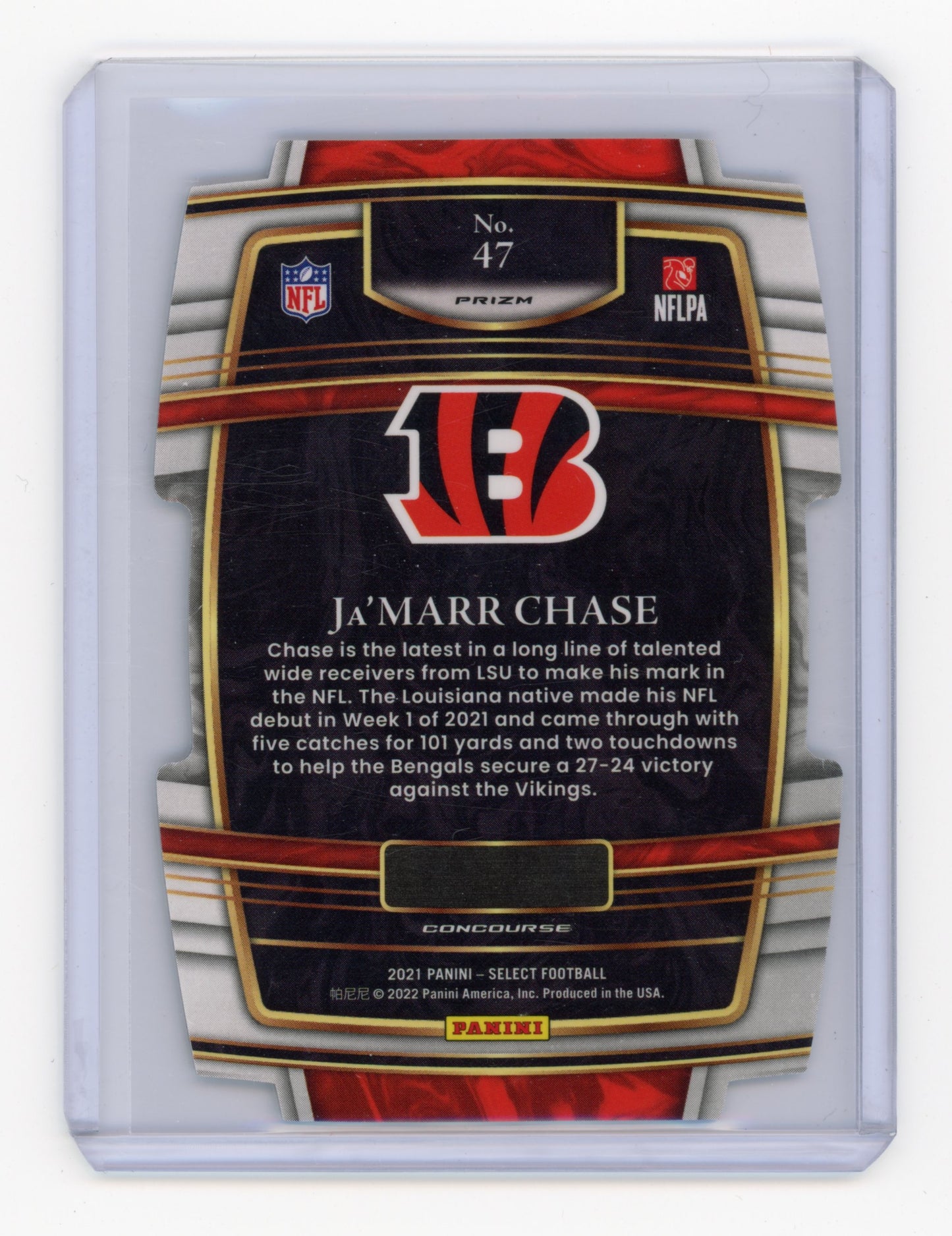 2021 Panini Select Ja'Marr Chase Die-Cut Silver Prizm RC #47
