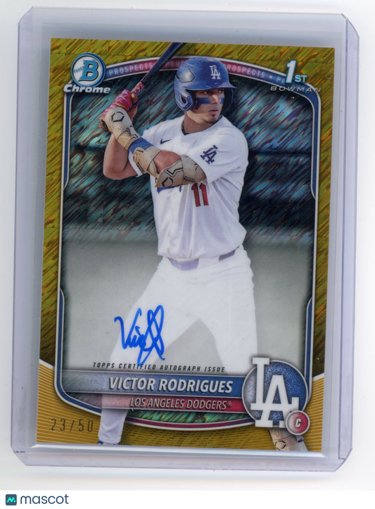 2025 Bowman Victor Rodrigues Chrome Prospects Auto Gold Shimmer 23/50 #CPA-VR
