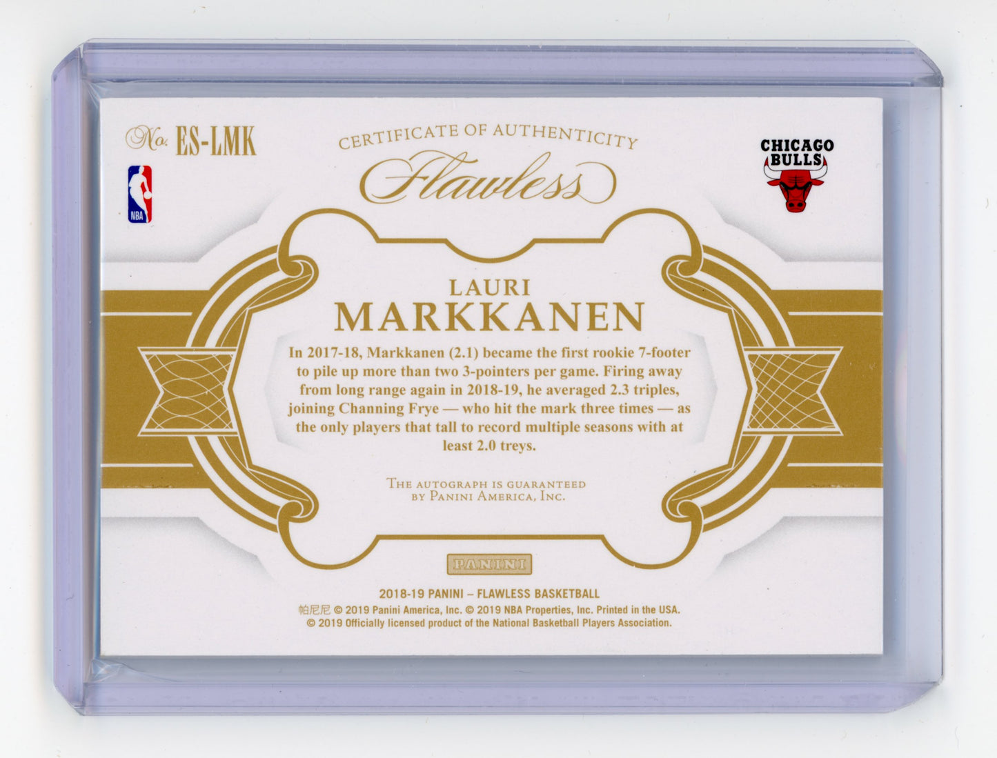 2018 Panini Flawless Lauri Markkanen Excellence Signatures 01/25 #FS-LMK