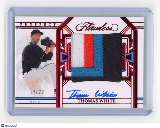 2024 Panini Flawless Thomas White Prospect Patch Autographs Ruby 19/20 #PPA-TW