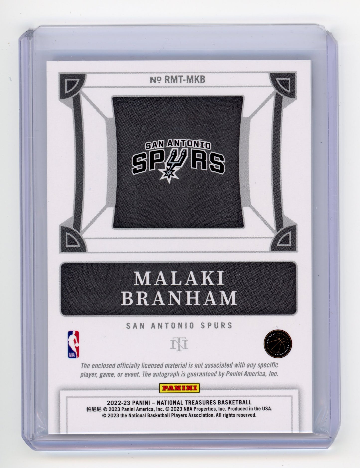 2022 Panini National Treasures Malaki Branham Rookie Triple Materials Auto /99