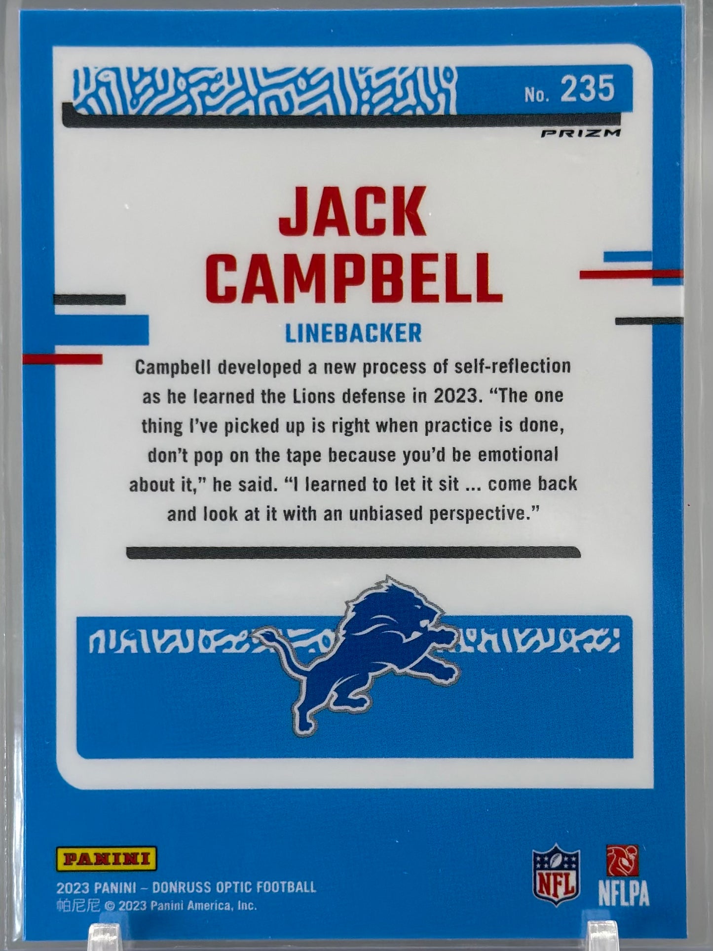 Jack Campbell 2023 Panini Donruss Optic Blue Hyper #20 RC