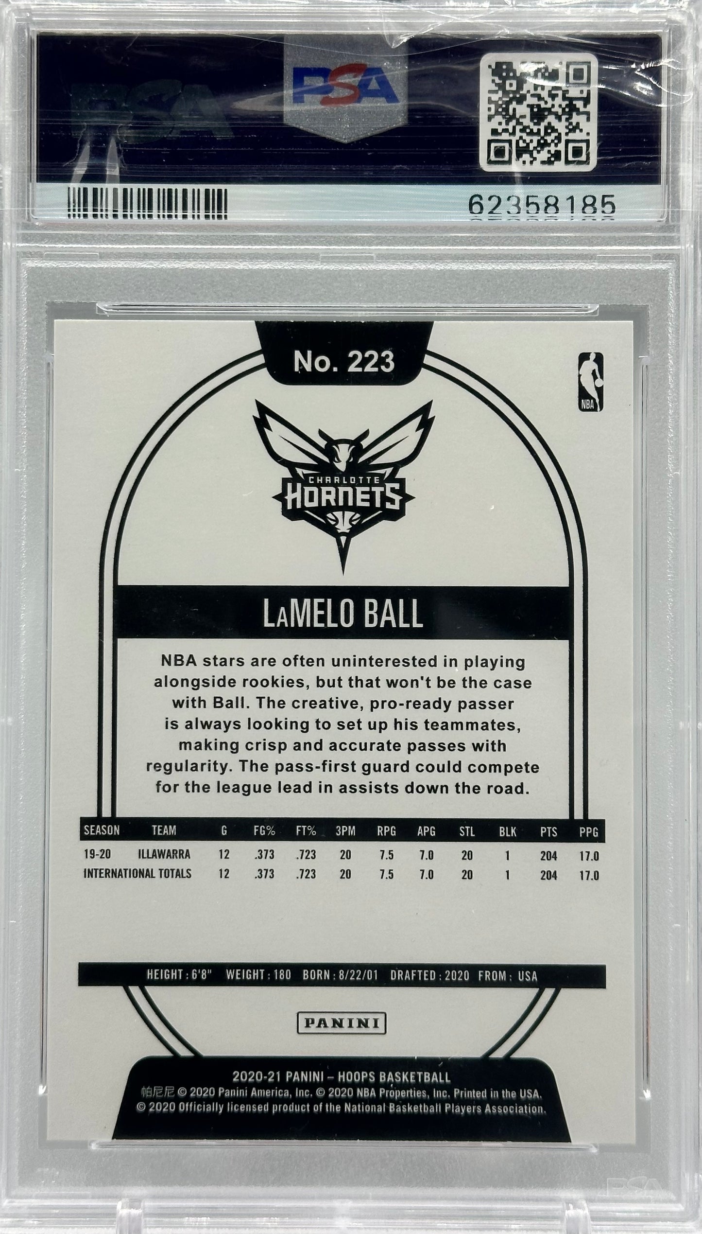 Lamelo Ball 2020 Panini Hoops #223 PSA 10 RC