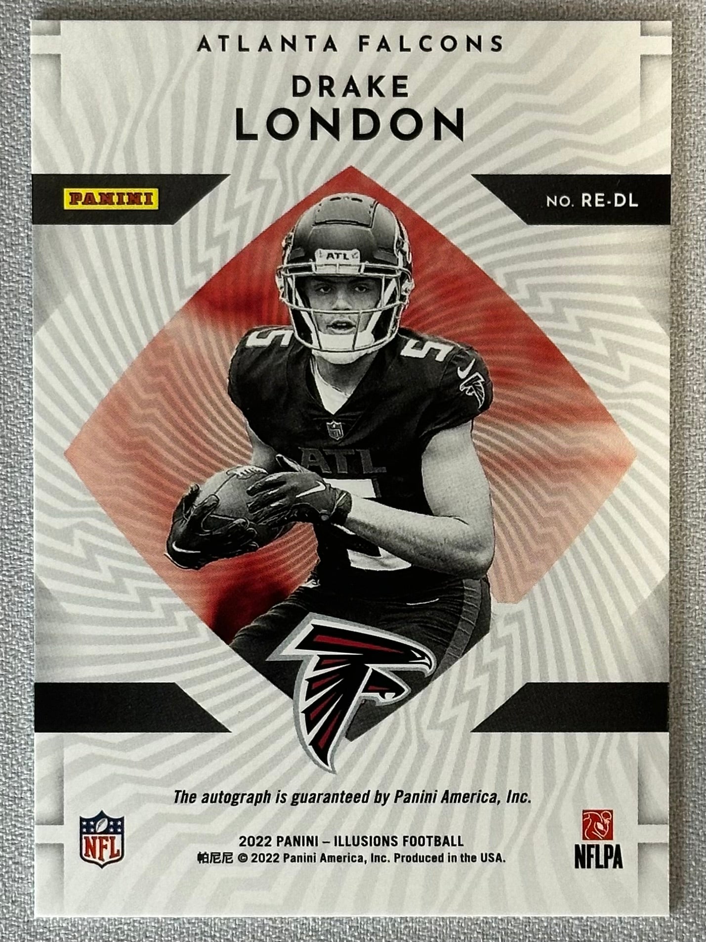 2022 Panini Illusions Drake London Rookie Endorsements Auto Red /99 #RE-DL RC