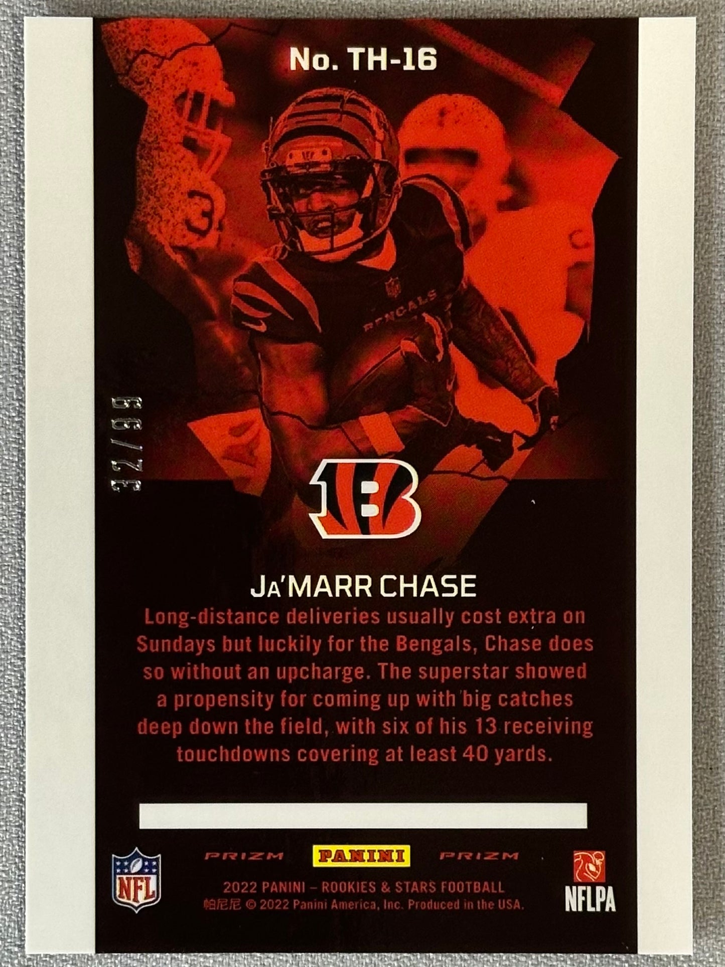 2022 Panini Rookies & Stars Ja'Marr Chase Thrillers Red /99 #TH-16