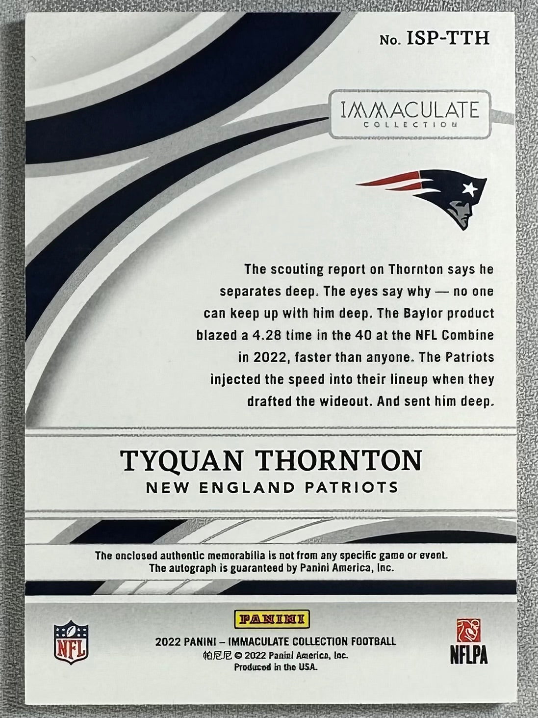 2022 Panini Immaculate Tyquan Thornton Signature Patches /99 #ISP-TTH RC