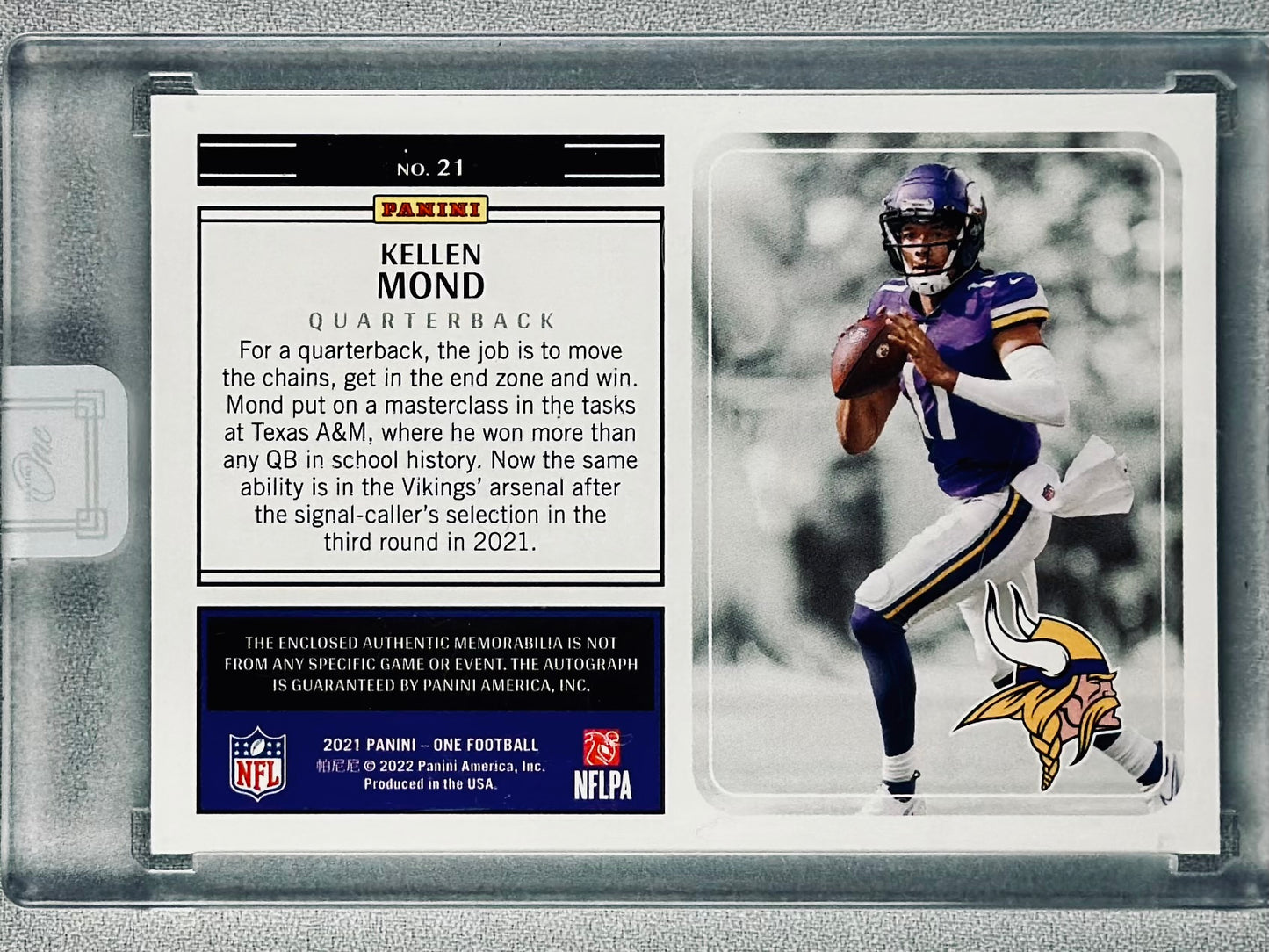 2021 Panini One Kellen Mond RPA /149 #21 RC