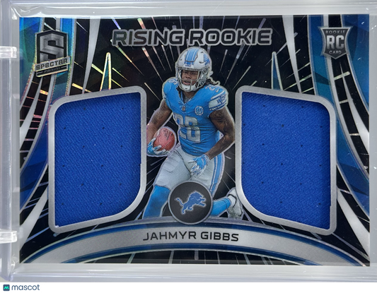 Jahmyr Gibbs 2023 Panini Spectra Rising Rookie Materials Hyper /60 #RRM-JGI RC