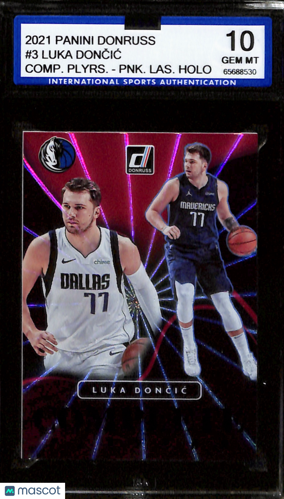 2021-22 Panini Donruss Luka Doncic Comp. Plyrs. - Pnk. Las. Holo #3 ISA 10