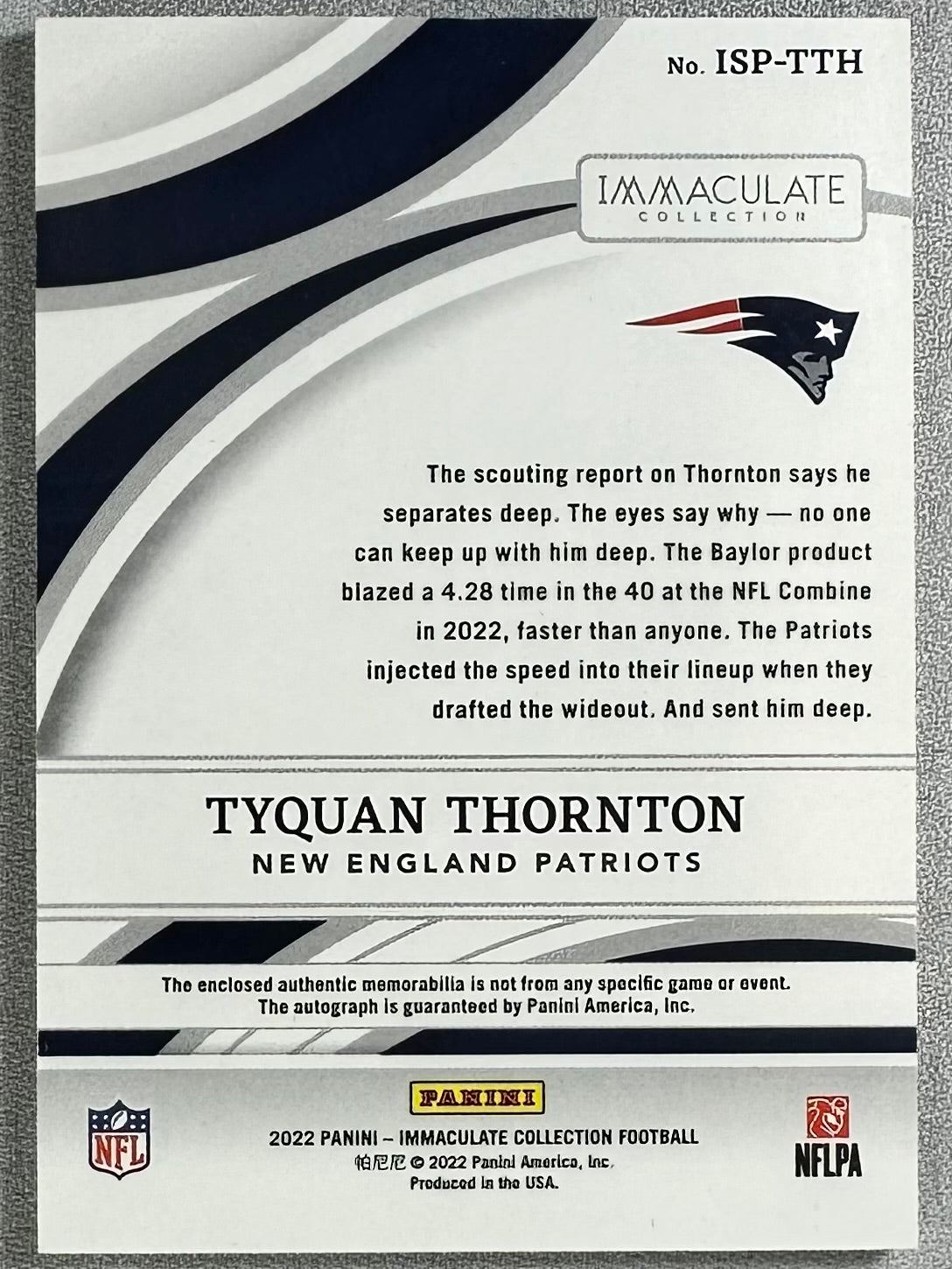 2022 Panini Immaculate Tyquan Thornton Signature Patches /99 #ISP-TTH