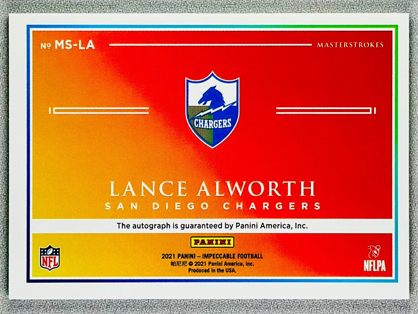 2022 Panini Impeccable Lance Alworth Masterstrokes /25 #MS-LA