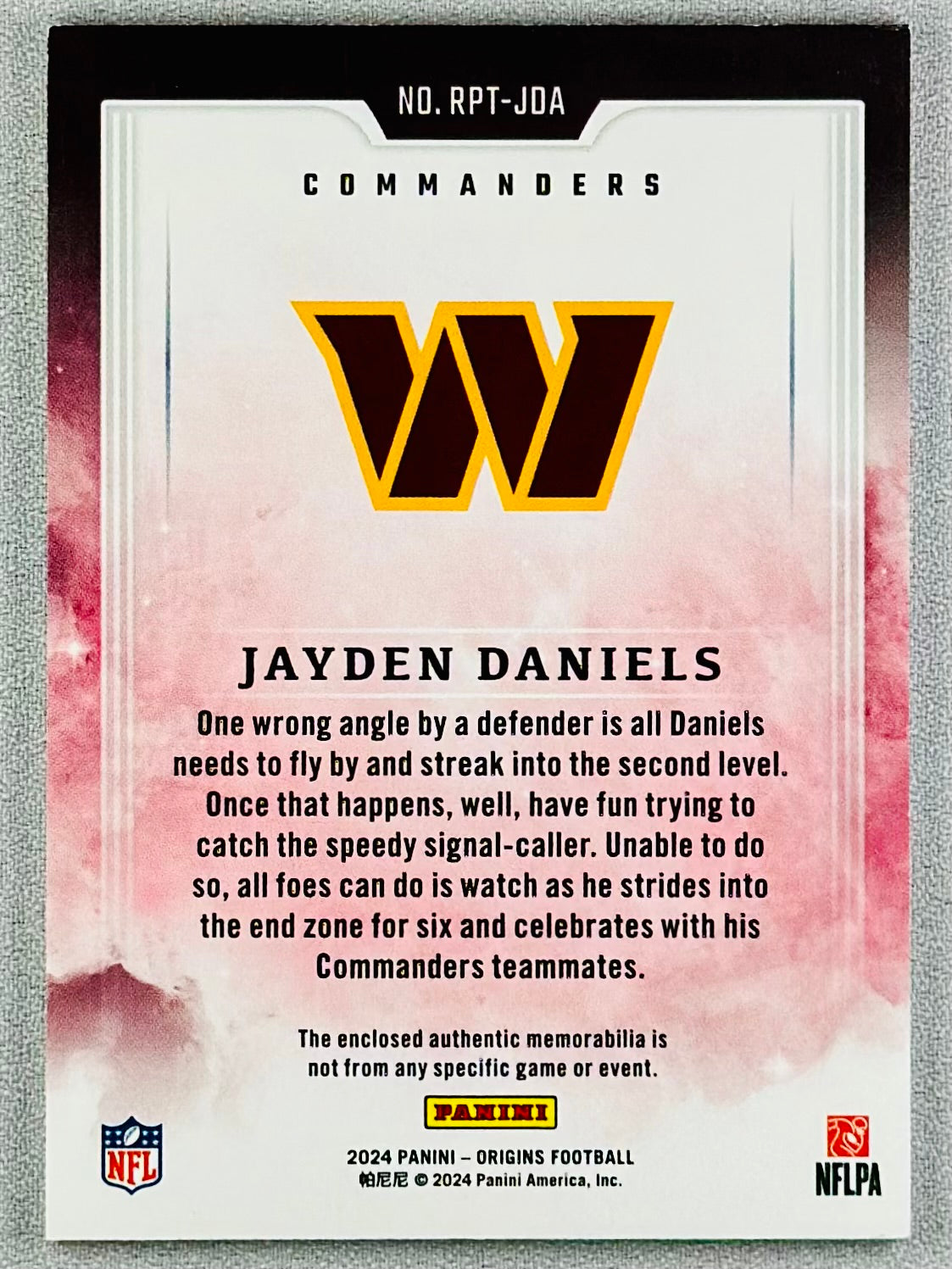 2024 Panini Origins Jayden Daniels Rookie Patches /199 #RPTJDA RC