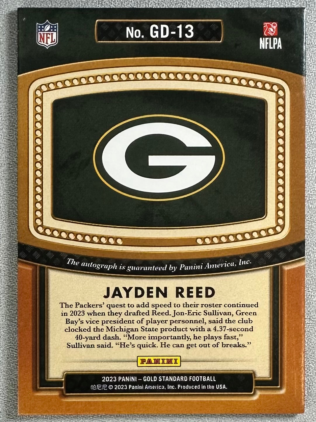 2023 Panini Gold Standard Jayden Reed Golden Debut Rose Gold /24 #GD-13 RC