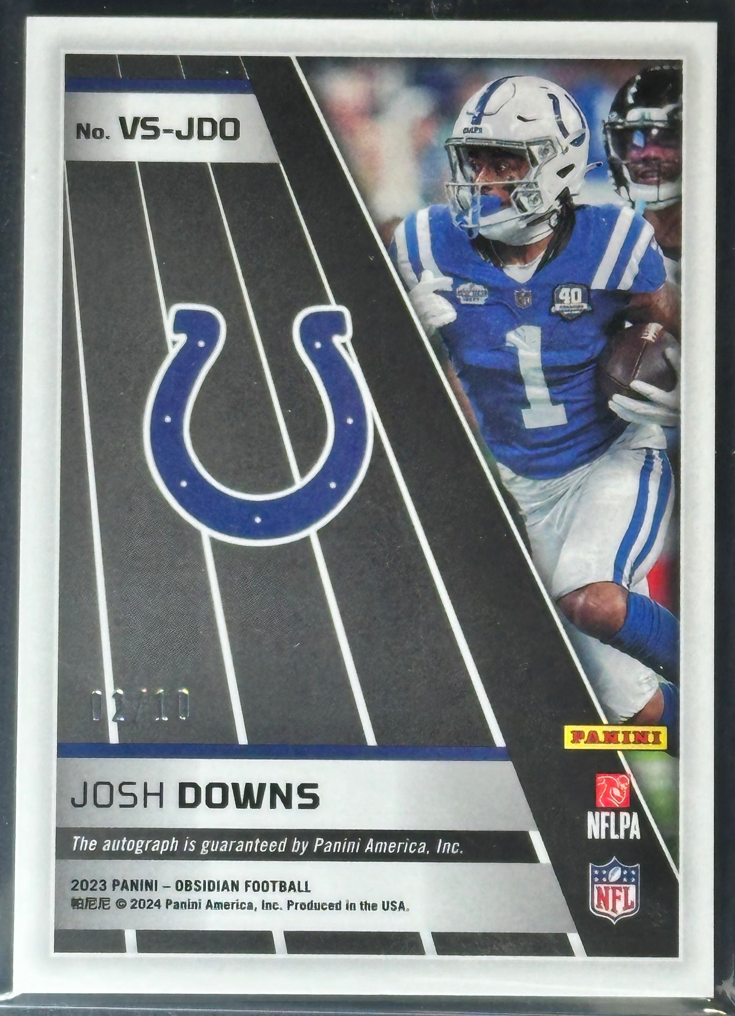 Josh Downs 2023 Panini Obsidian Volcanic Autos Yellow /10 #VS-JDO