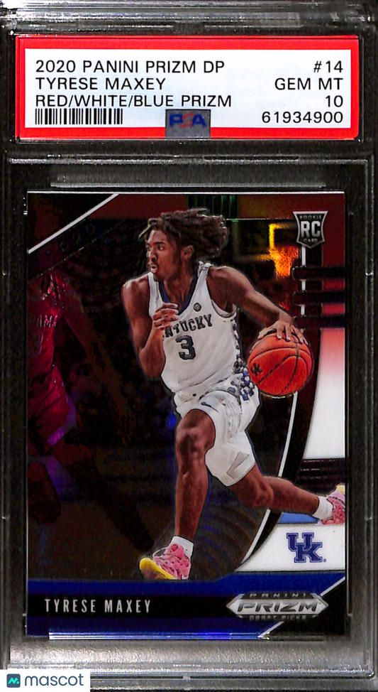 2020-21 Prizm Draft Picks Tyrese Maxey Red White Blue #14 PSA 10