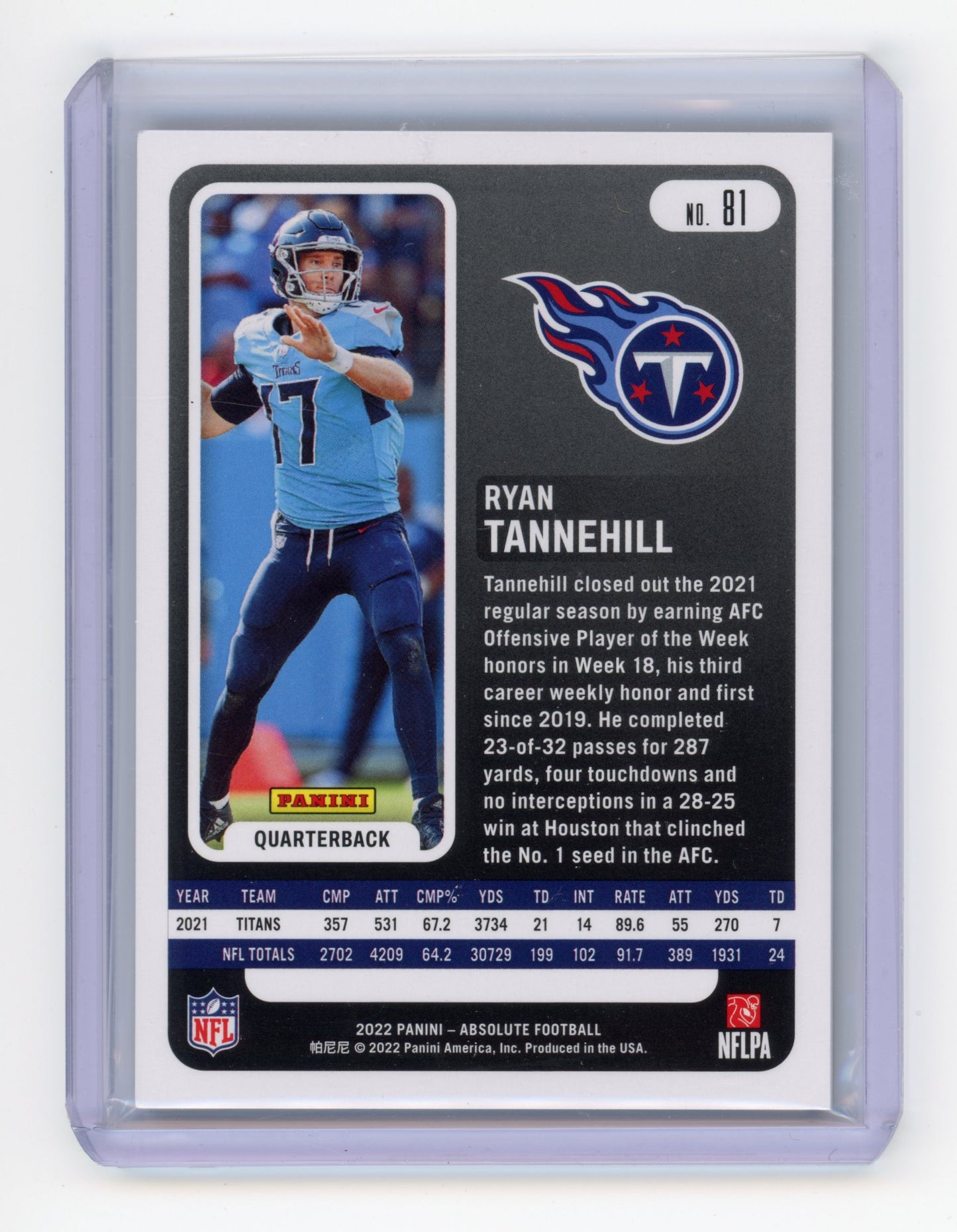 2022 Panini Absolute Ryan Tannehill Gold Spectrum 08/10 #81
