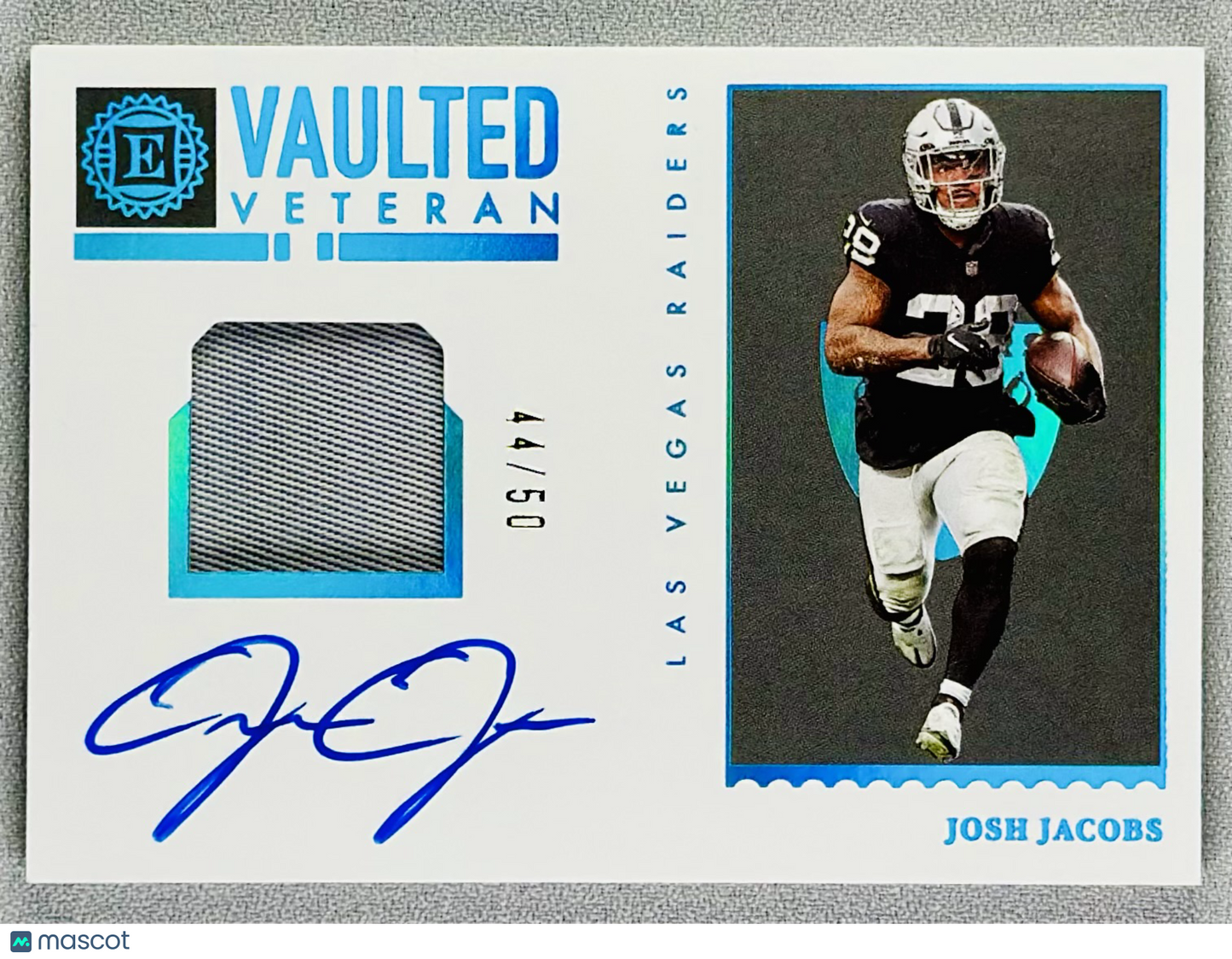 2022 Panini Encased Josh Jacobs Vaulted Veteran MS Sapphire /50 #VMS-JJ