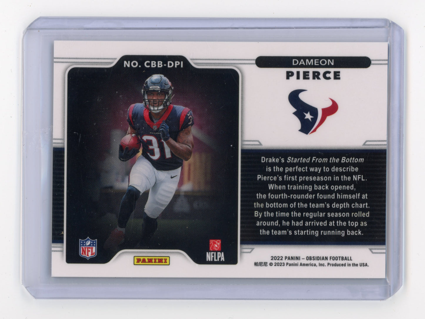2022 Panini Obsidian Dameon Pierce Colorblast Black RC #CBB-DPI
