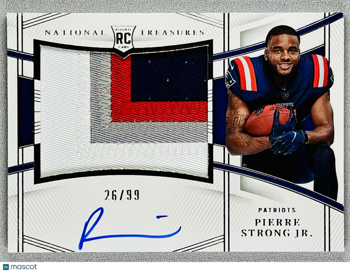 2022 Panini National Treasures Pierre Strong Jr. Rookie Material Signatures /99