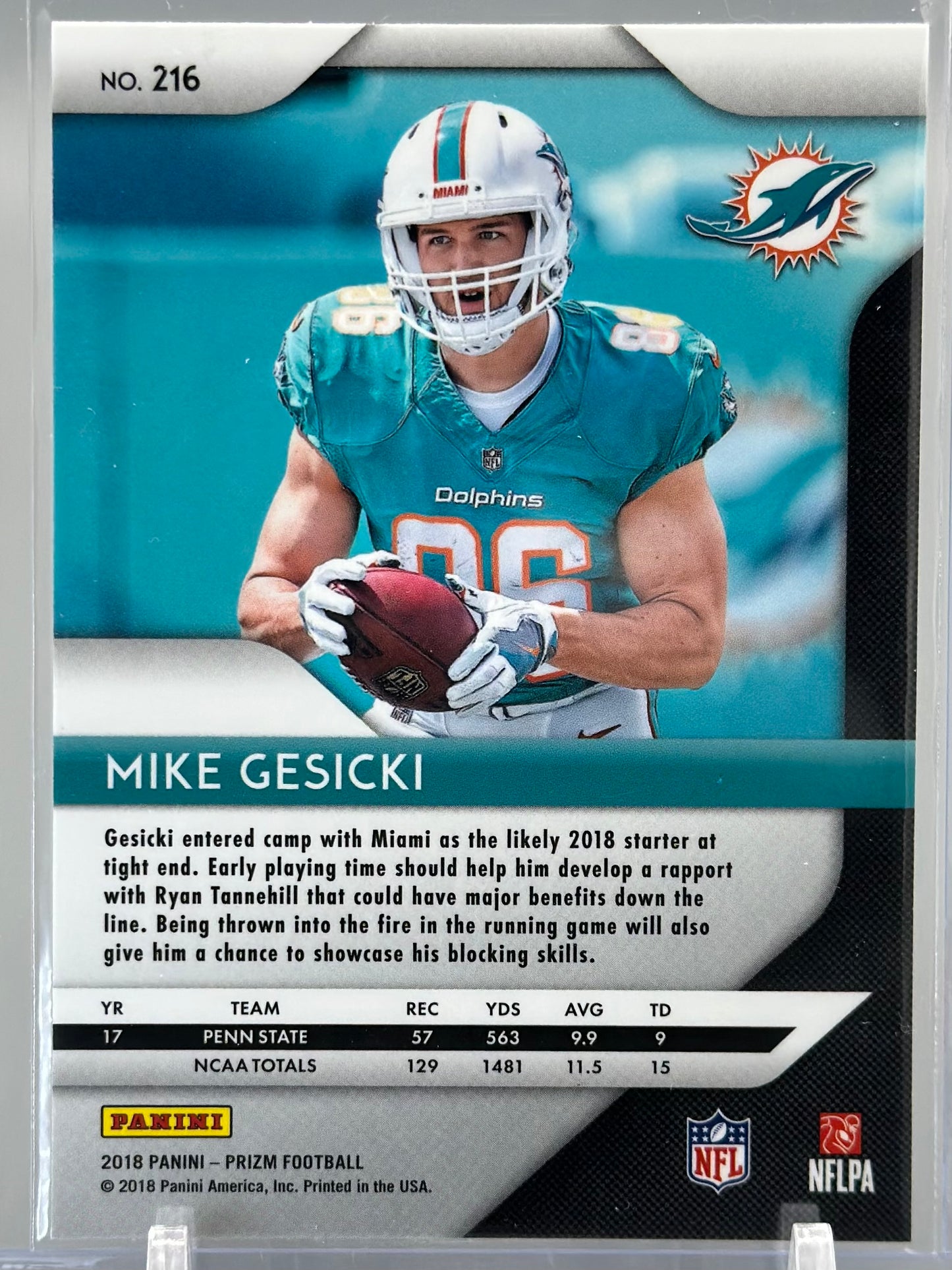 Mike Gesicki 2018 Panini Prizm #216 RC