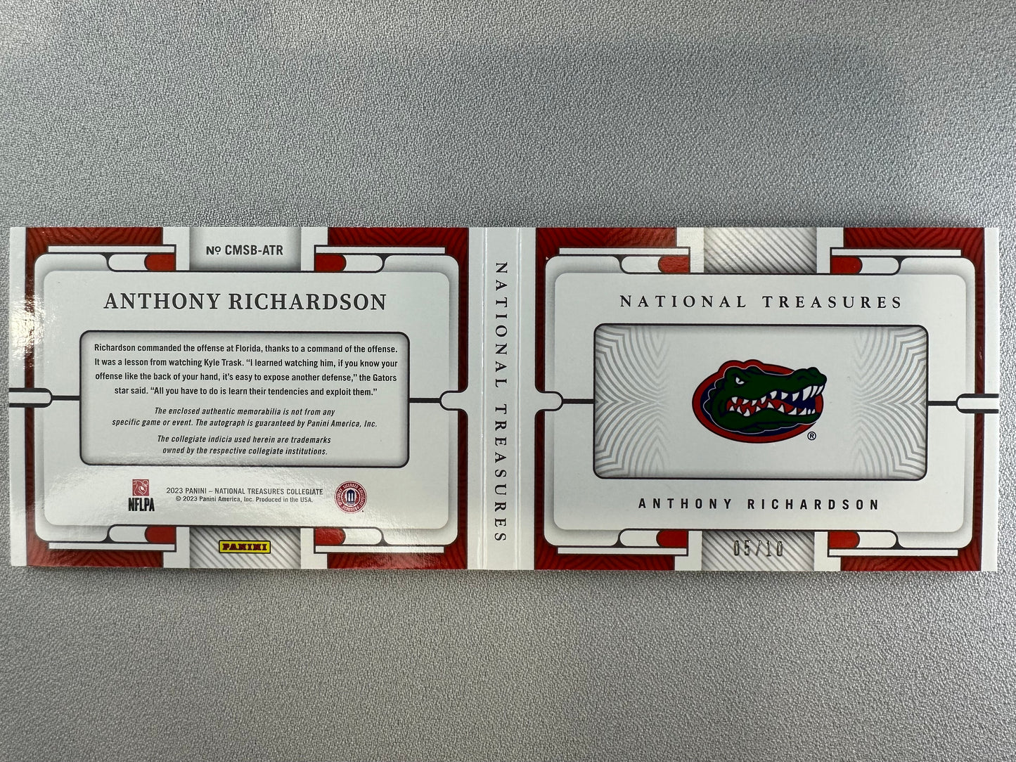 2023 National Treasures Anthony Richardson Bowl Patch RPA Booklet /10