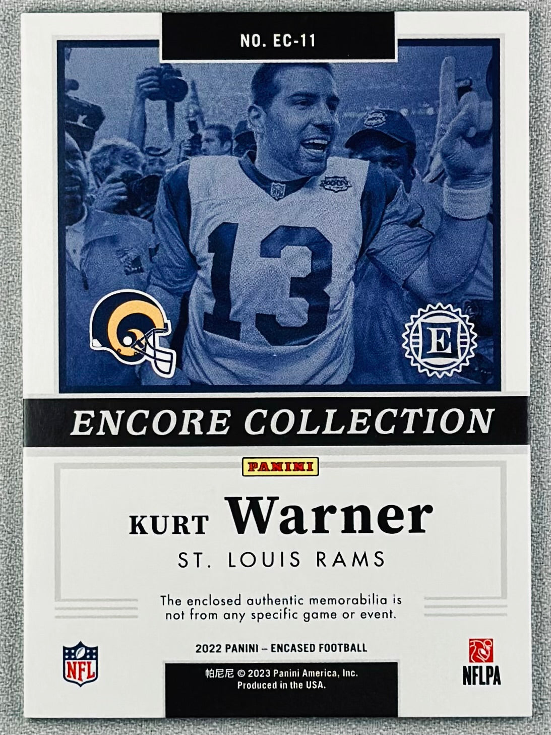 2022 Panini Encased Kurt Warner Encore Collection /99 #EC-11