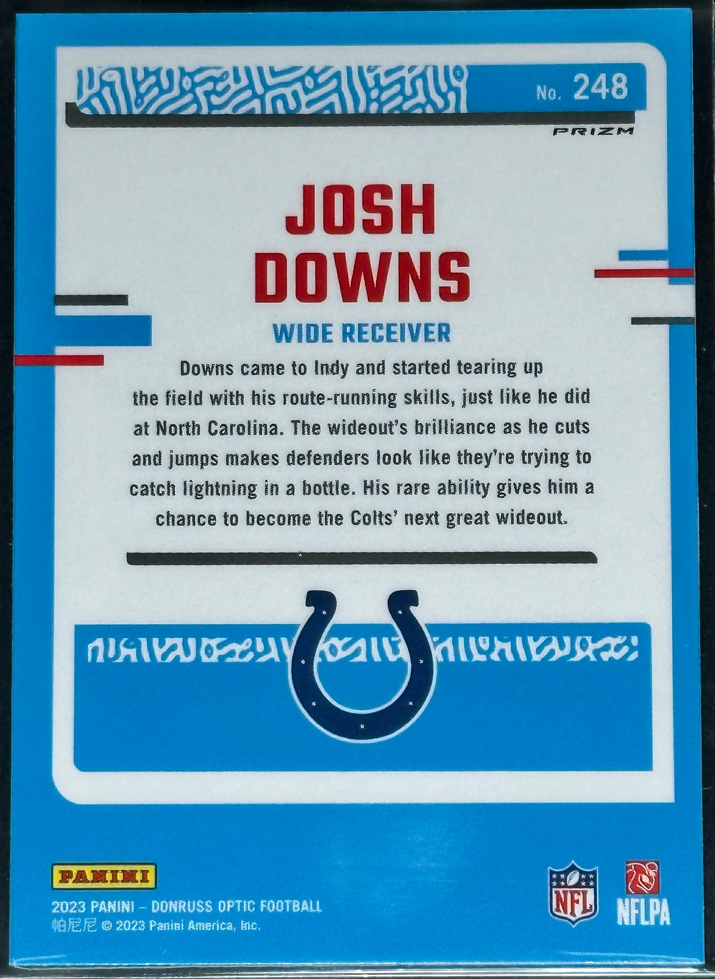 Josh Downs 2023 Donruss Optic Blue Hyper #No. 248