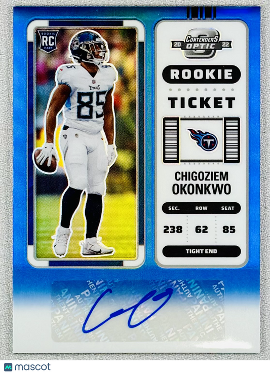 2022 Panini Contenders Optic Chigoziem Okonkwo Rookie Ticket Auto Blue /75 #151