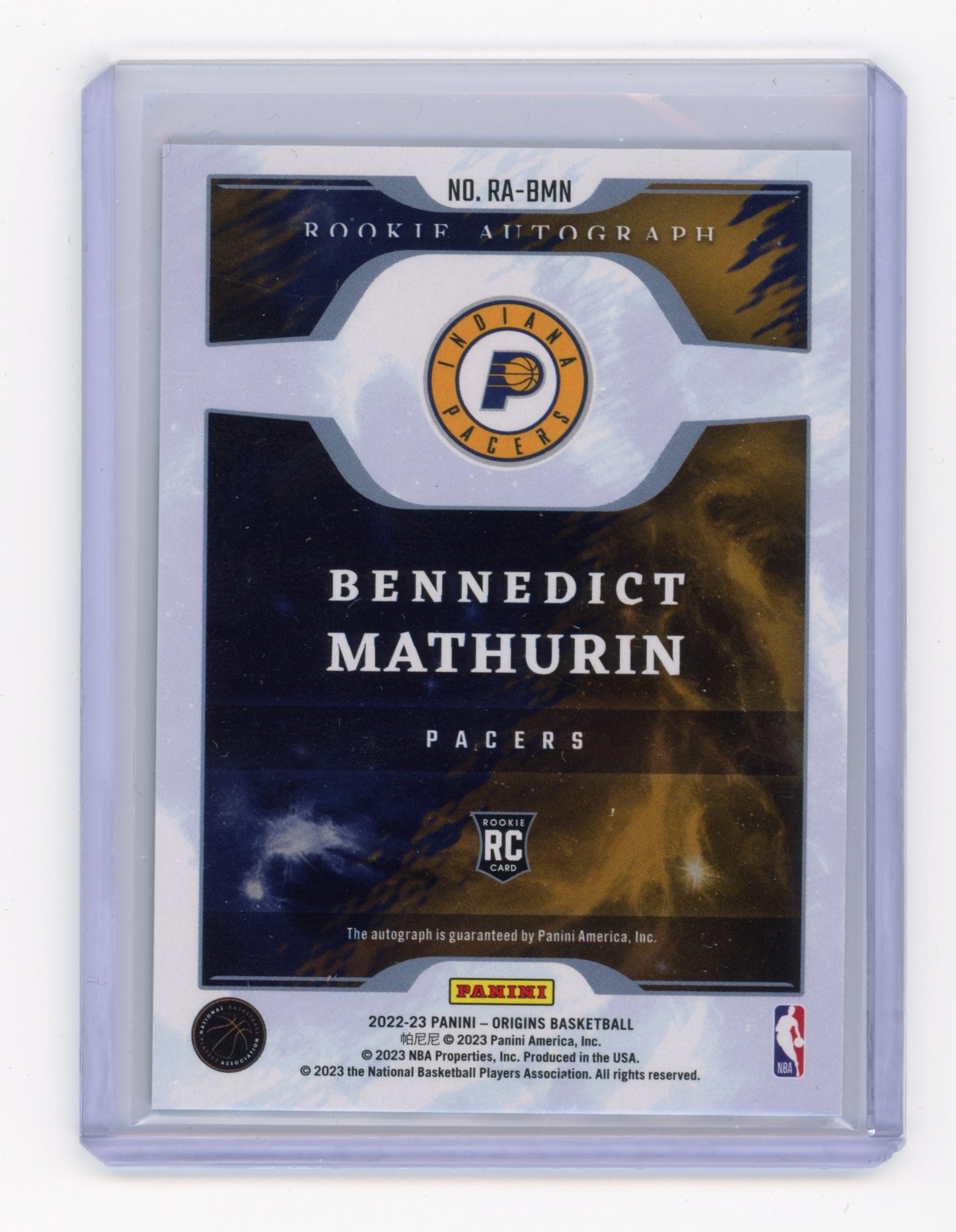 2022 Panini Origins Bennedict Mathurin Rookie Autographs Turquoise RC #RA-BMN