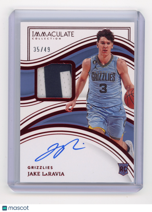 2022 Panini Immaculate Jake LaRavia Rookie Patch Autograph Red RC 35/49 #109