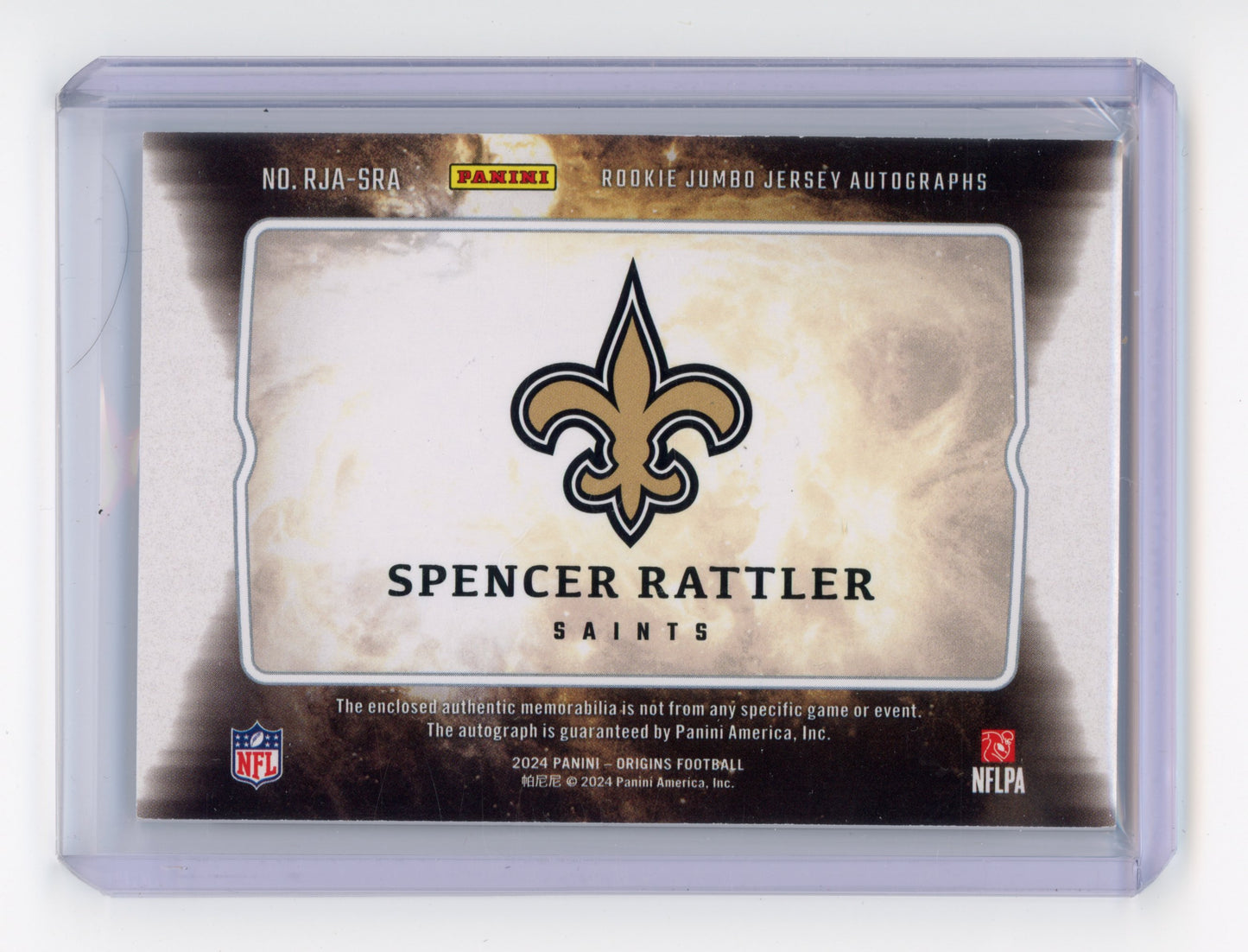 2024 Panini Origins Spencer Rattler Rookie Jumbo Jersey Autograph #RJA-SRA