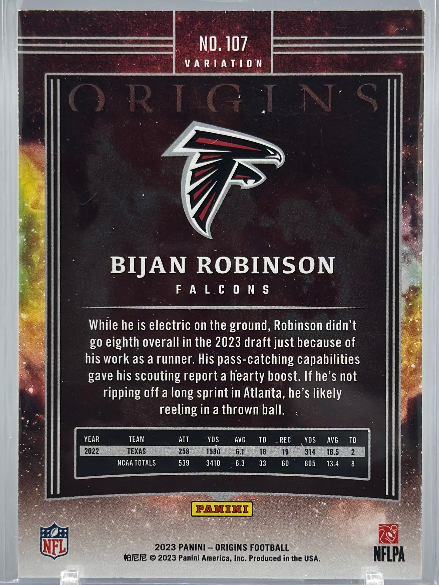 Bijan Robinson 2023 Panini Origins Variation #107 RC