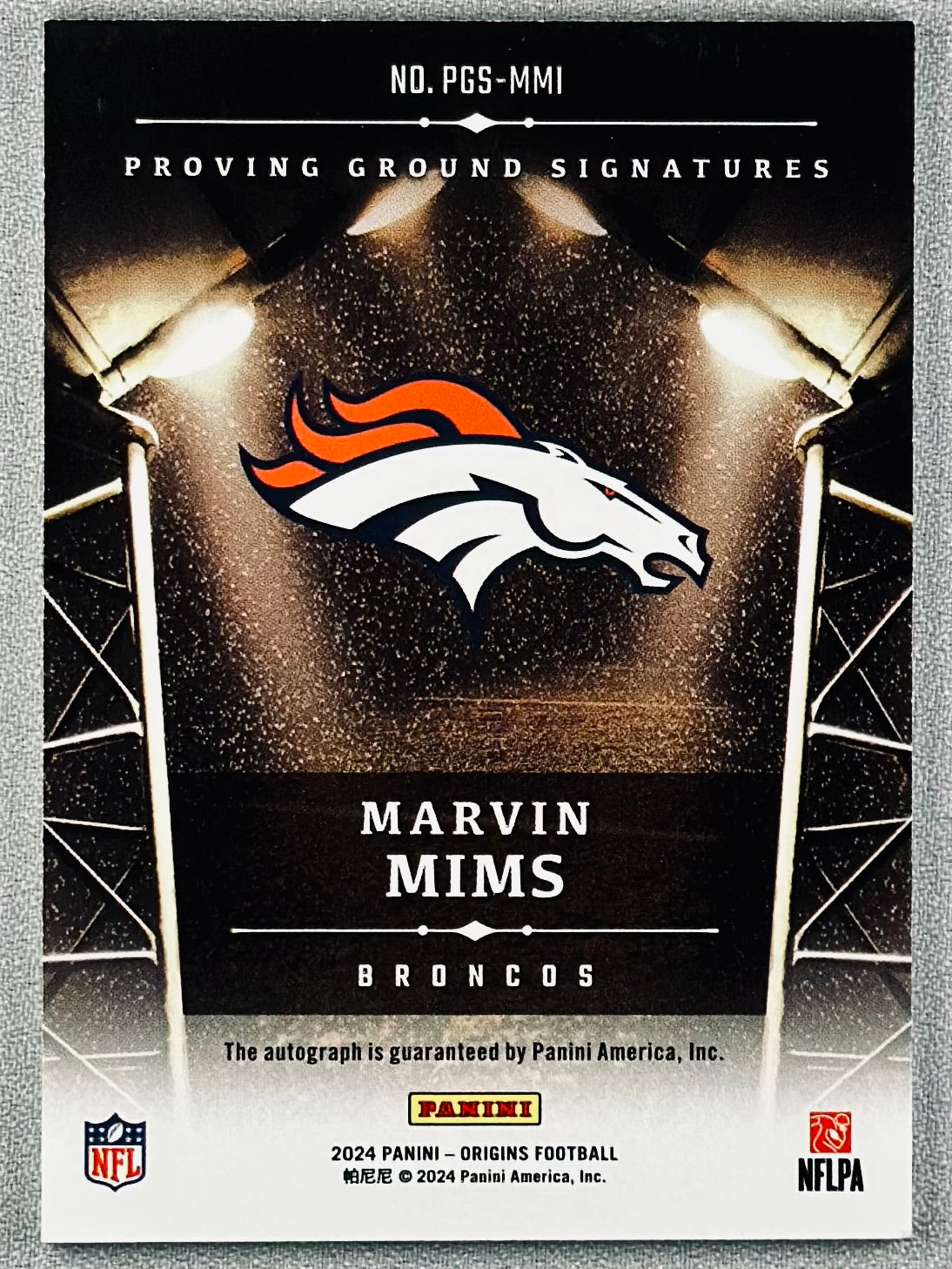 2024 Panini Origins Marvin Mims Proving Ground Signatures /99 #PGSMMI