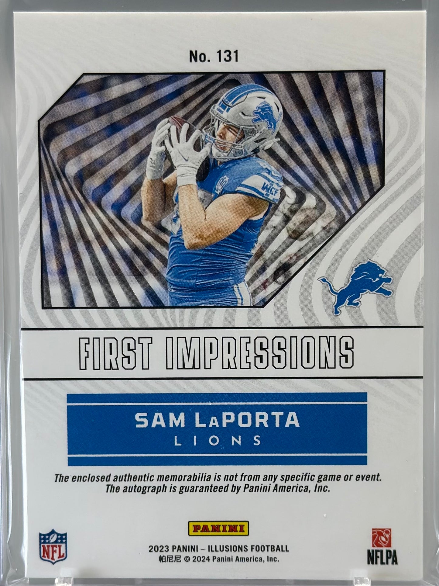 Sam LaPorta 2023 Panini Illusions First Impressions RPA /399 #131 RC