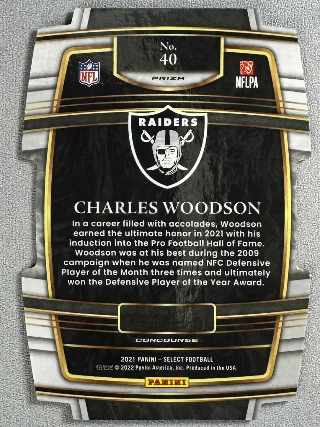 2021 Panini Select Charles Woodson Zebra Prizm Die-Cut #40