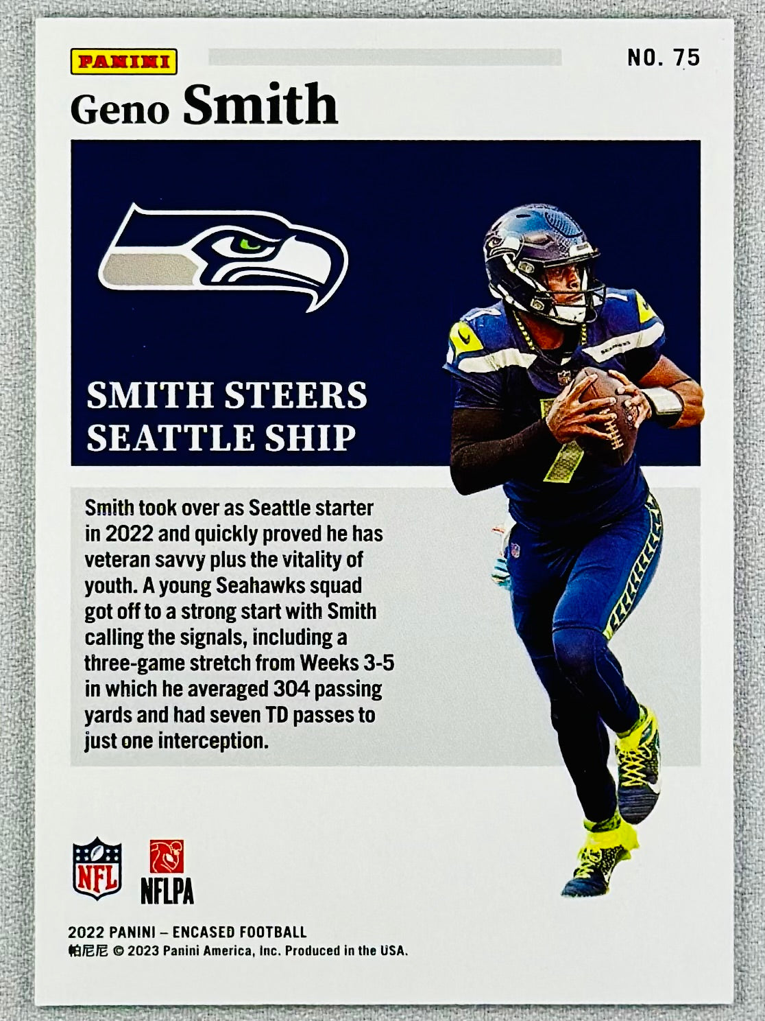 2022 Panini Encased Geno Smith Gold /10 #75