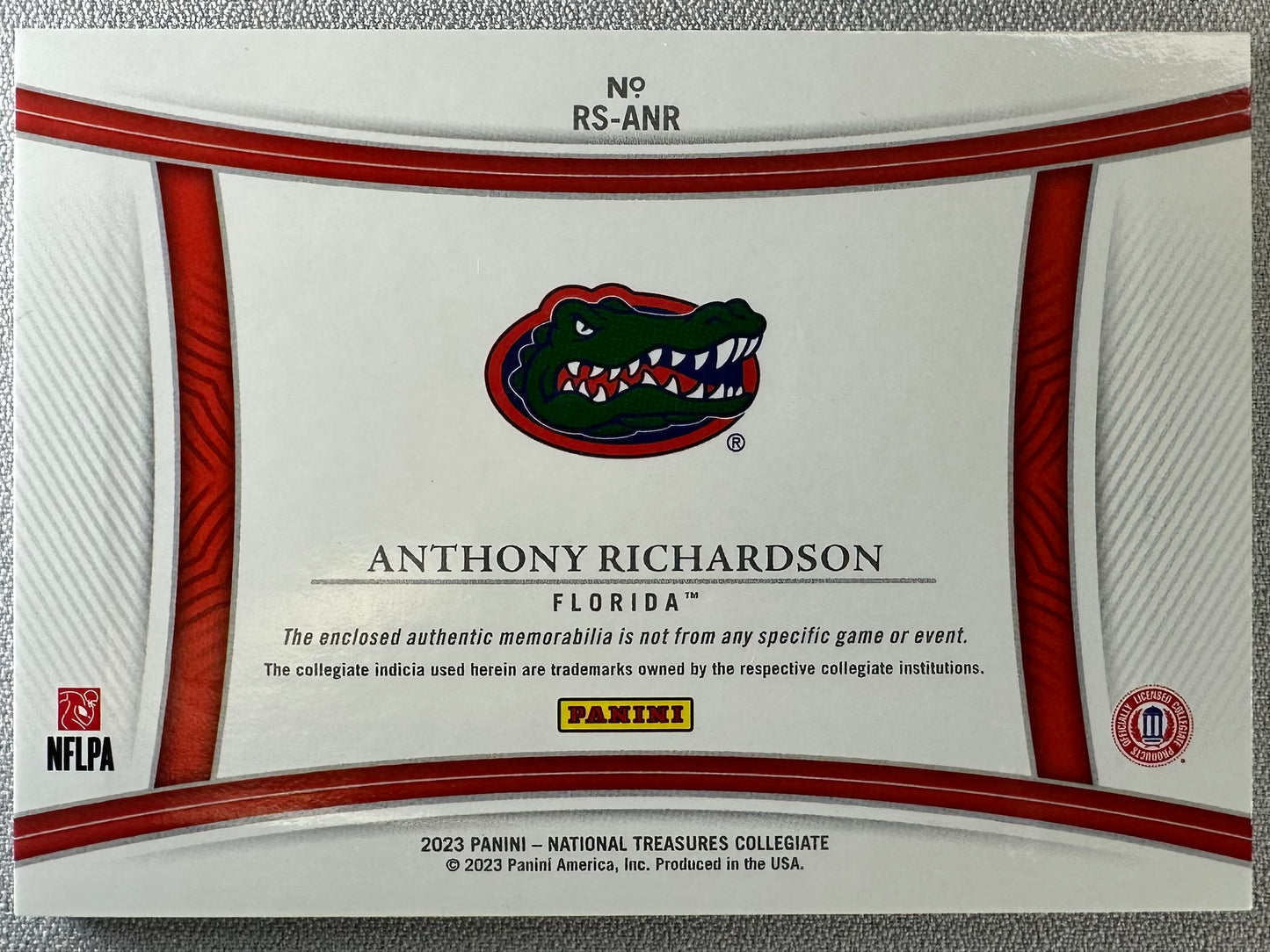 2023 National Treasures Anthony Richardson Rookie Silhouettes Platinum 1/1