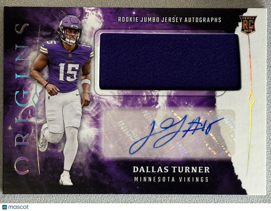 2024 Panini Origins Dallas Turner Rookie Jumbo Jersey Auto #RJA-DTU RC