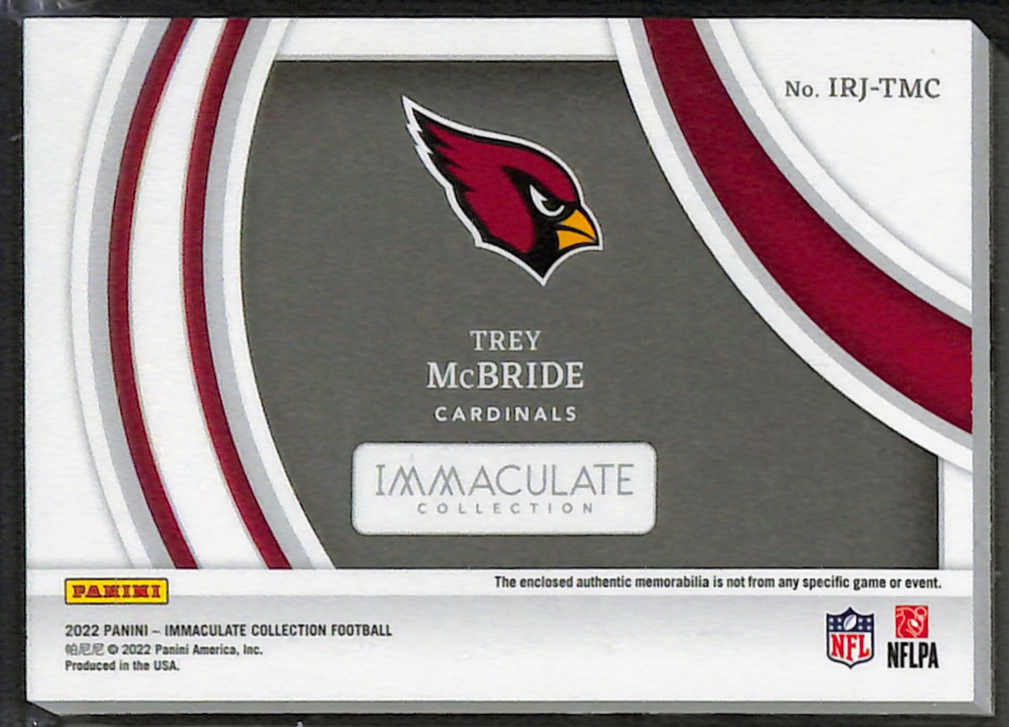 Trey McBride 2022 Panini Immaculate Collection Clearly Immaculate /99 #IRJ-TMC